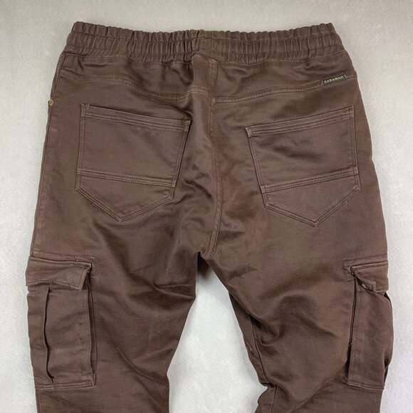 Zara Mens Pants Large Brown Cargo Soft Denim Jogging Fit Tapered Outdoor 30" - Picture 14 of 16